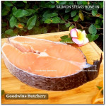 Salmon BONE-IN Atlantic Chile frozen LARGE SIZE whole fish head-on +/- 5 kg/pc length 27" 75cm (price/kg)